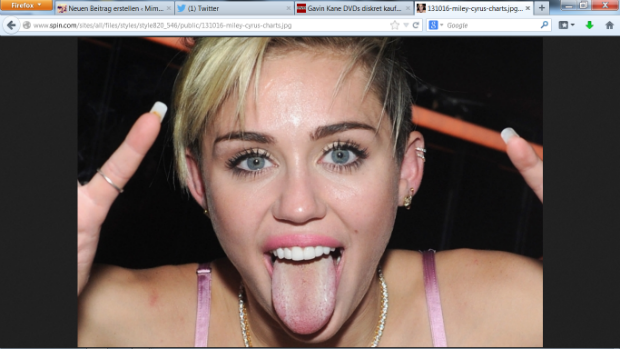 Miley Cyrus und ihre 12 Meter lange Zunge. Urgs. Foto: Screenshot